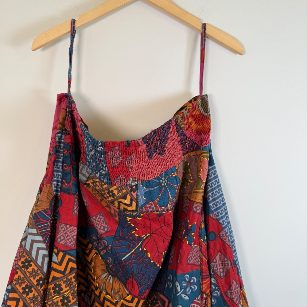 The Pyramid Collection Patchwork Midi Skirt 1X Lagenlook BOHO 100% Cotton Smock - Picture 5 of 7